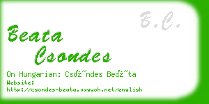 beata csondes business card